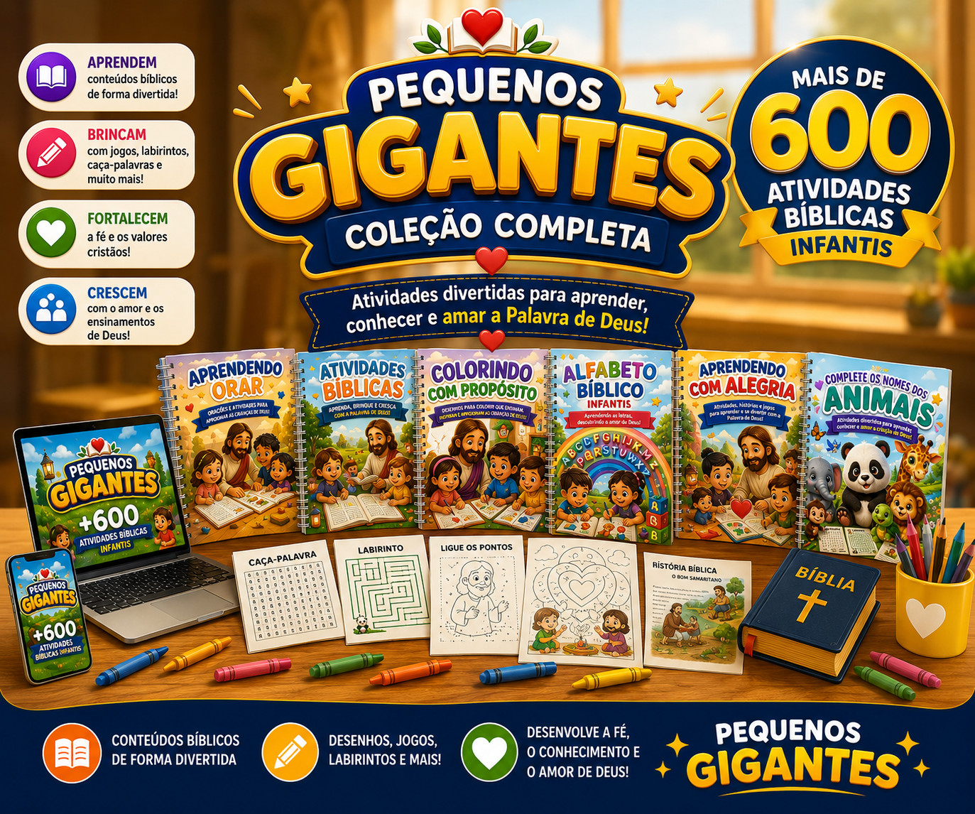Pequenos Gigantes — coleção completa com mais de 600 atividades bíblicas infantis